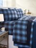 Heathered Plaid Portuguese Cotton Double-Flannel Blanket or Throw