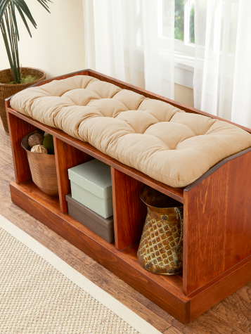 Never-Flatten Corduroy Bench Cushion, In 2 Sizes