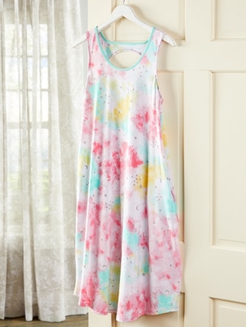 Celestial Dreams Tie-Dye Sleeveless Nightgown
