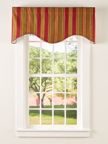 Hearthwood Stripe Scalloped Valance With Corded Trim