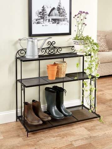 Versatile Elegant Scrolls Wrought Iron, Wrought Iron Plant Stand With Shelves