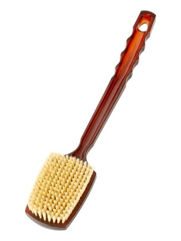 Natural Bristle Square Bath Brush With Tortoise Handle, Firm