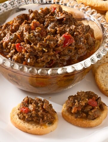 Olive & Roasted Vegetable Tapenade with Bruschetta