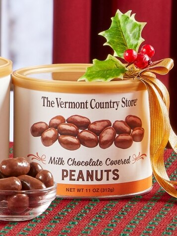 Vermont Country Store Milk Chocolate Covered Peanuts, 11 Ounce Canister