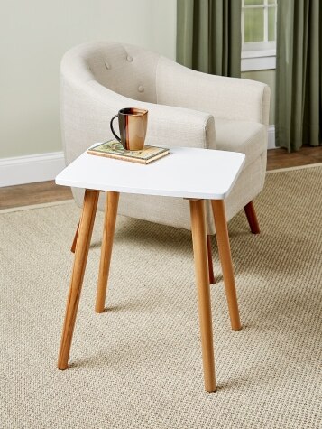 Two-Tone Solid Wood Mid-Century End Table