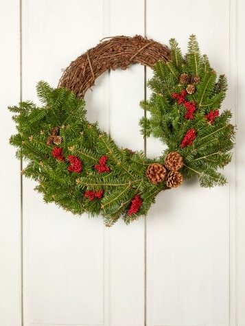 Homestead Grapevine and Fresh Balsam Christmas Wreath, 24 Inch