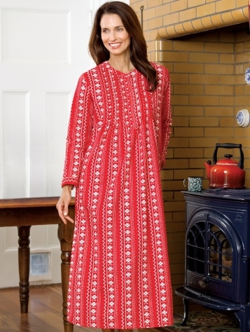 Nordic Snowflake Flannel Nightgown