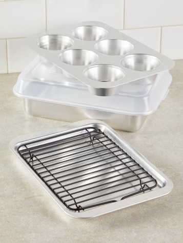 Compact Bakeware and Grill Pan Set, 5-Piece Set
