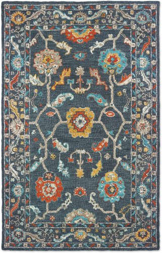 Blue Floral Bohemian Style Rug Vermont Country Store