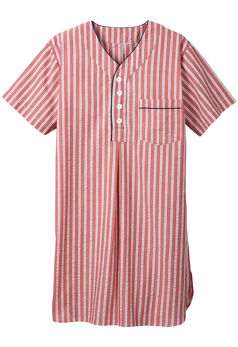 Men's Striped Cotton Seersucker Nightshirt