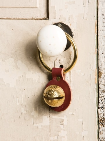 Leather Door Strap With One Solid Brass Bell