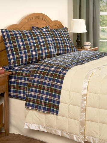 Heathered Flannel Sheets Cotton Plaid Sheet Set