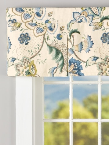 Jacobean Floral Lined Rod Pocket Pleated Valance
