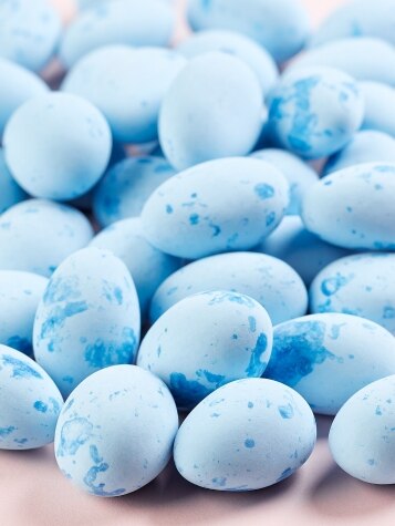 Blue Candy-Coated Caramel-Filled Chocolate Eggs