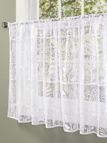 Tree of Life Lace Rod Pocket Tier Panel In White