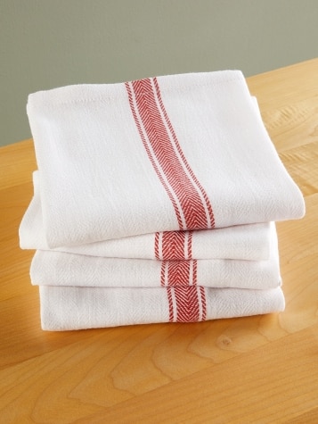 Herringbone Striped Cotton Kitchen Towel, Set of 4