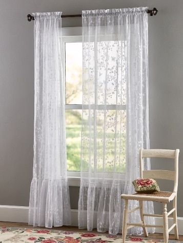 Butterfly Garden Lace Rod Pocket Curtain Panel