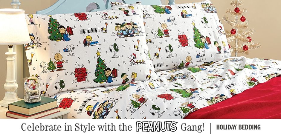 Peanuts Caroling Portuguese Flannel Sheet Set