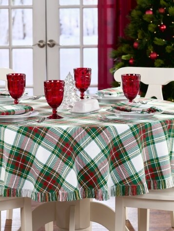 Hartland Christmas Plaid Mountain Weave Cotton Tablecloth