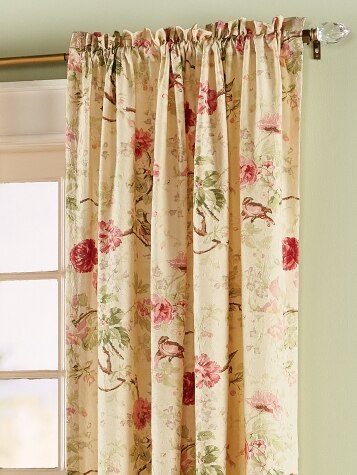 Birdsong Blooms Rod Pocket Curtain Panel
