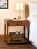 Simple Lines Solid Wood Side Table With USB Ports