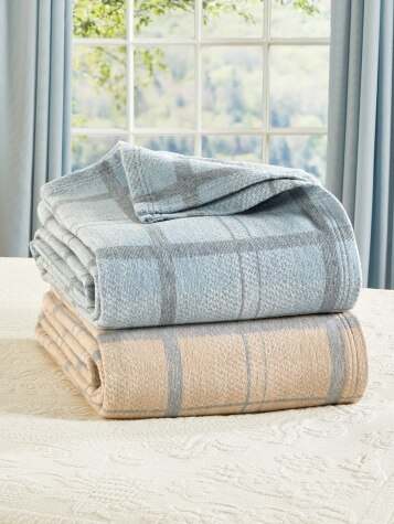 Super-Soft Windowpane Plaid Blanket or Throw