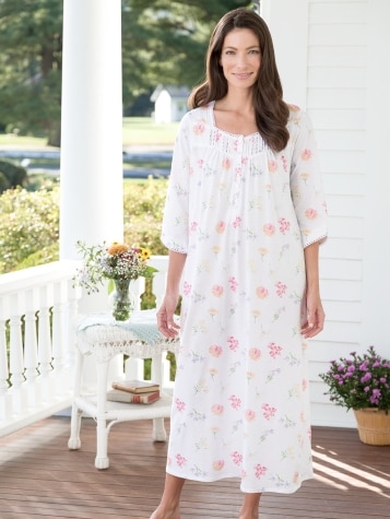 Women's Lanz Tossed Floral Cotton-Knit Nightgown
