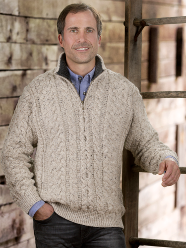 Mens Irish Merino Wool Pullover With Quarter Zip