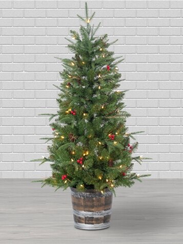 Pre-Lit Artificial Smoky Mountain Pine Decorated Christmas Tree