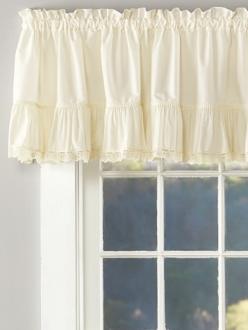 Wide Ruffles Lace Trim Rod Pocket Tailored Valance