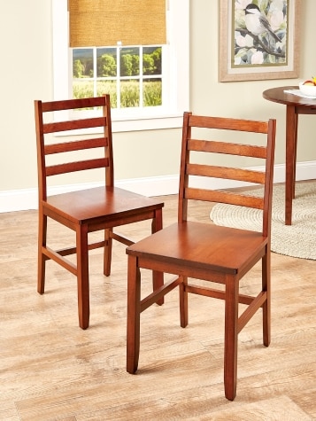 Solid Wood Ladderback Chair, Set of 2