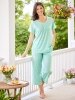 Women's Scrolling Leaves Cotton-Knit Capri Pajamas