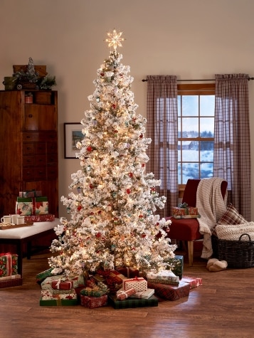 Pre-Lit Flocked Layered Spruce Artificial Christmas Tree