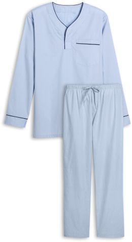 Cotton Broadcloth Pajamas for Men in Blue
