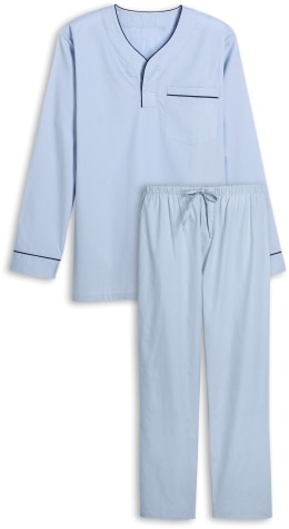 Cotton Broadcloth Pajamas for Men in Blue