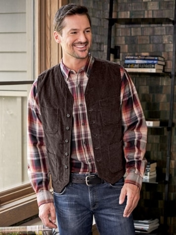 Mens Corduroy Vest Silk Lined Cotton Vests for Men