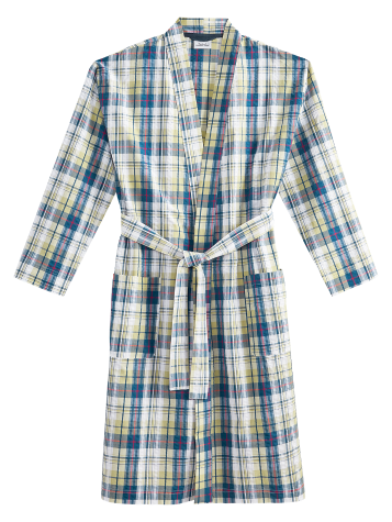 Plaid Seersucker Robe for Men 