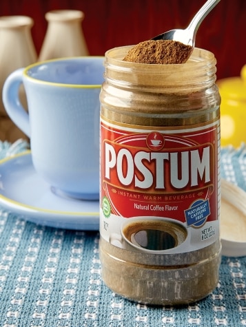 Coffee Flavored Postum on Table with Cup 
