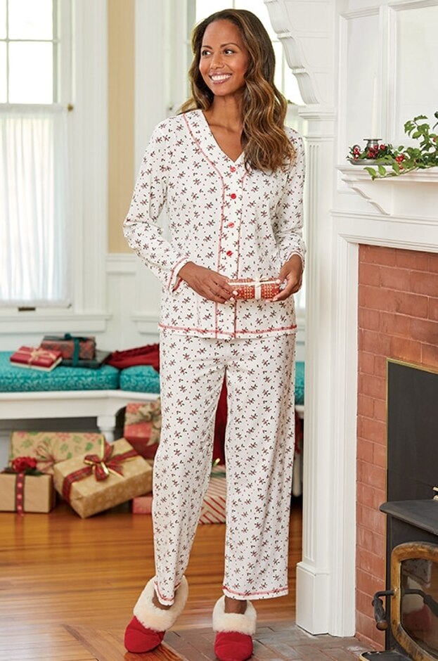 Women's Holly Berry Cotton-Knit Pajamas