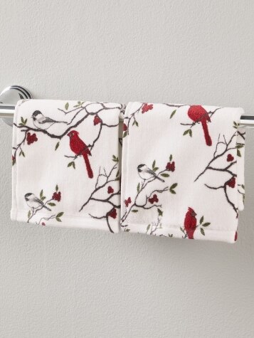 Cardinal And Chickadee Portuguese Cotton Bath Towel Collection