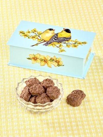 Sweet Goldfinch Gift Tin With Milk Chocolate Coconut Clusters