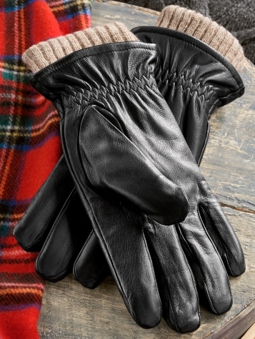 Unisex 3 in 1 Dark Brown Leather Gloves