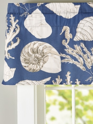 Seascape Toile Lined Rod Pocket Tailored Valance