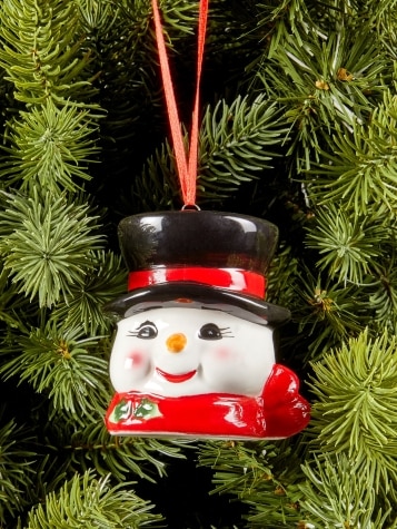 Ceramic Snowman Head Christmas Ornament