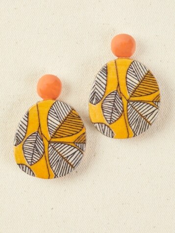 Wooden Leaf Print Earrings