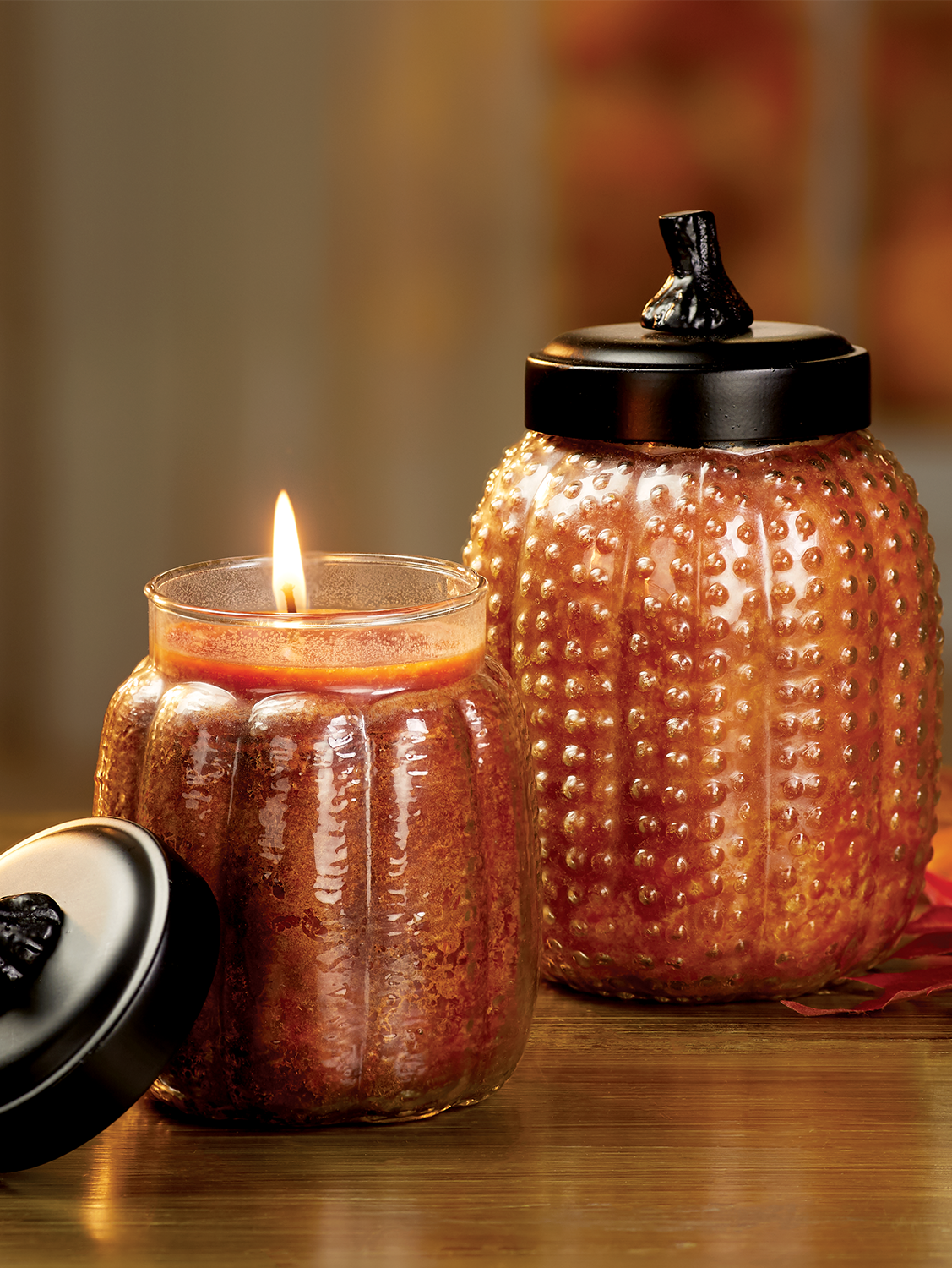 Pumpkin Shaped Jar CandleMolded & Sculpted Paraffin Wax 