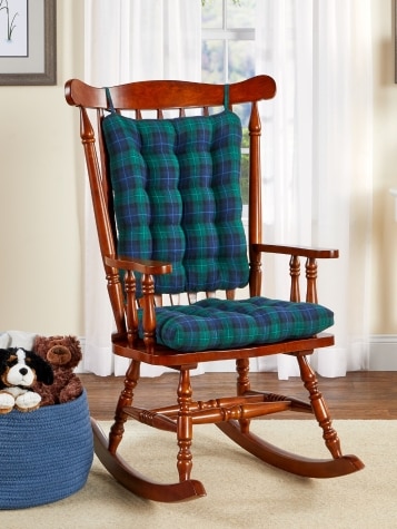 Never-Flatten Tartan Flannel Rocking Chair Cushion, In 2 Sizes