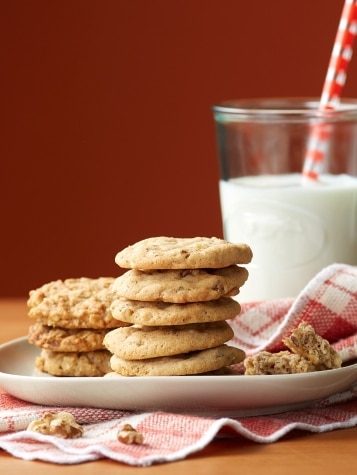 Oatmeal and Butter Walnut Cookies on Plate