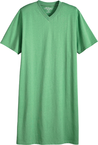 Men's and Women's Cotton-Knit V-Neck Short-Sleeve Sleepshirt in Sage