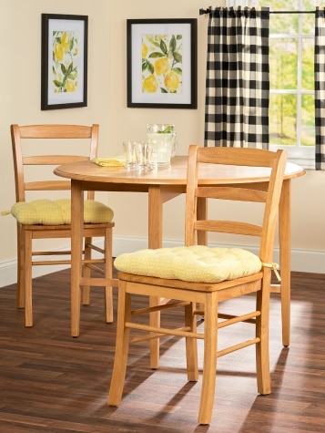 Solid Wood Round Small Space Kitchen and Dining Table, Light Oak Finish